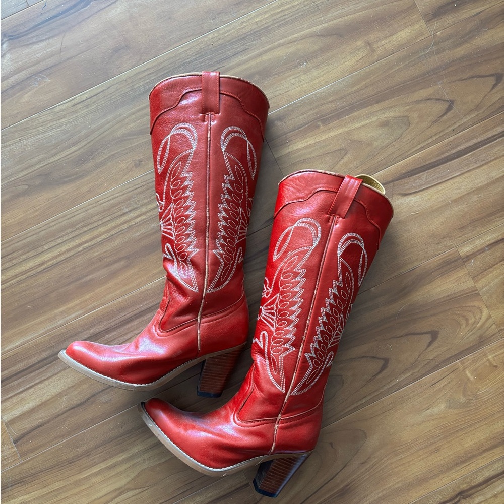 Red Western Leather Boots